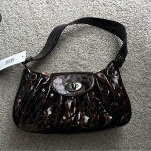 Stuart Weitzman Dark Brown Textured Shoulder Bag